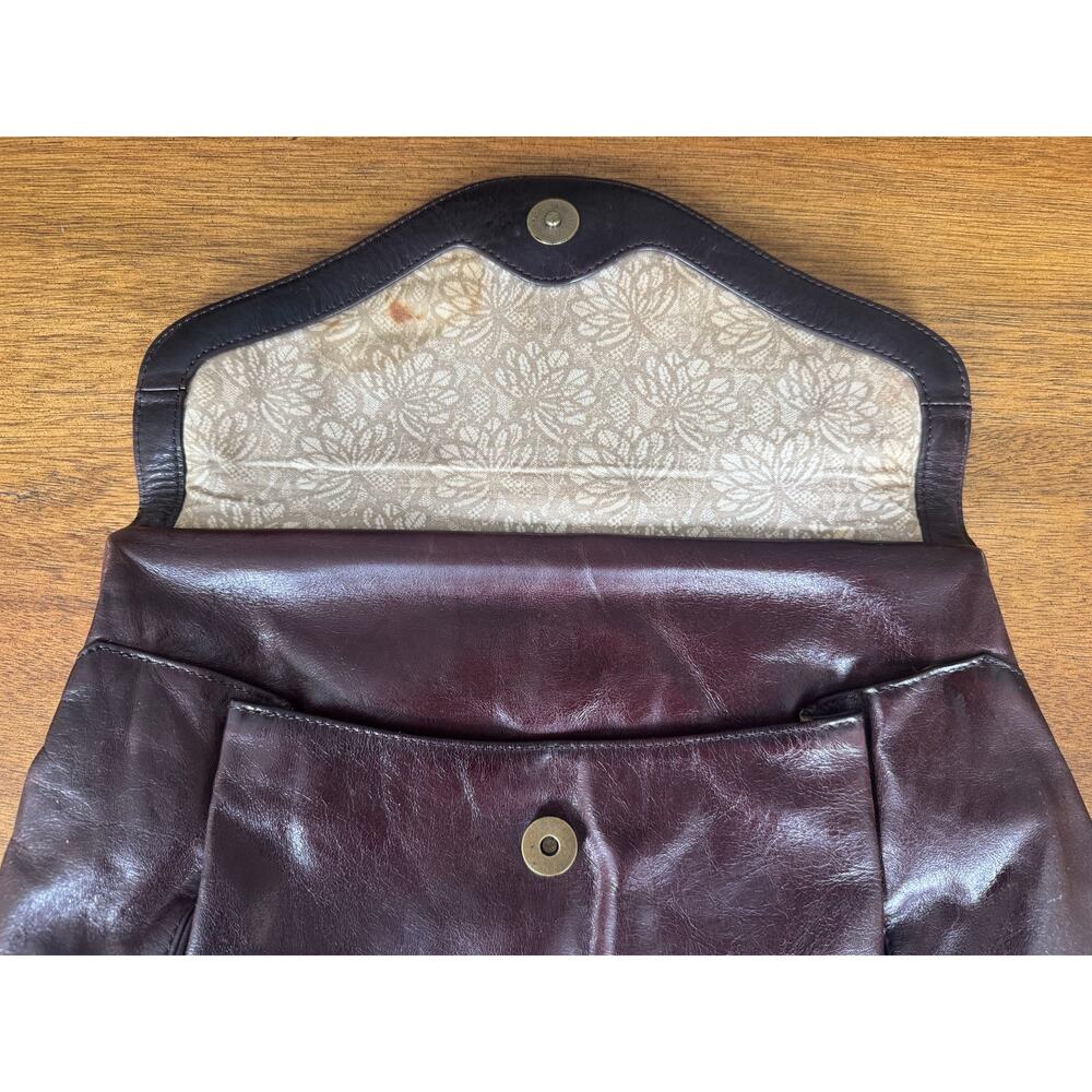Vintage Y2K Hobo International Chocolate Brown Leather Foldover Clutch - Picture 5 of 12